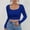 Blue, variant on Womens Long Sleeve Basic Crop Tops Women's Loose Long Sleeve Round Neck T-Shirt Bottoming Top Watermelon Red 6(M)