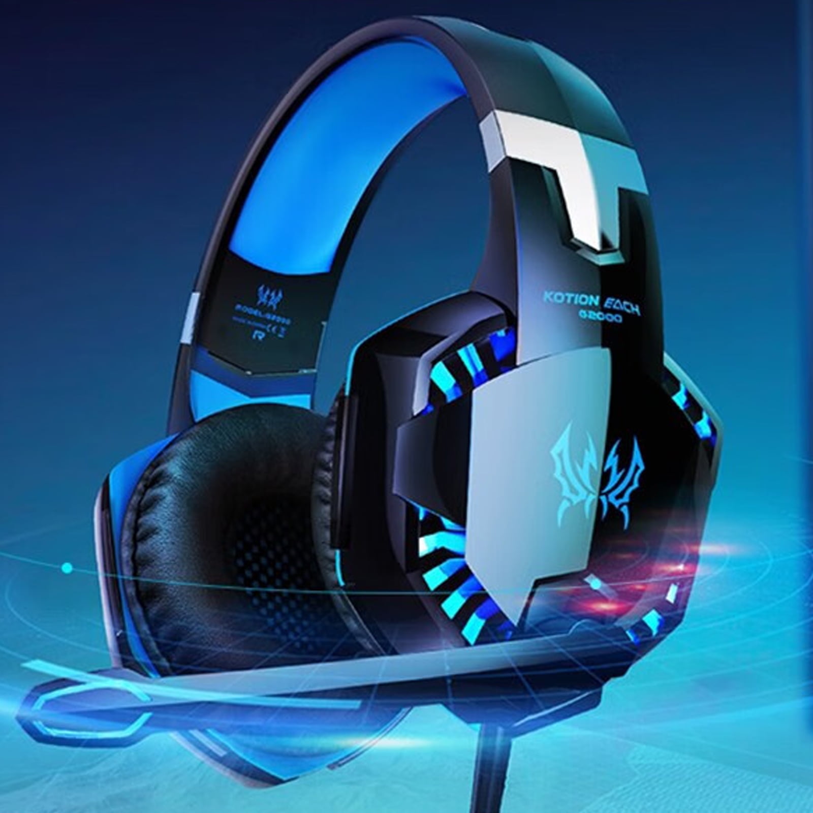 Stereo Gaming Headset for PS4, PS5, Xbox One, Xbox Series X|S, PC, Nintendo Switch, 3.5mm Wired Headphones with LED Light, Noise Cancelling Microphone, 50mm Drivers
