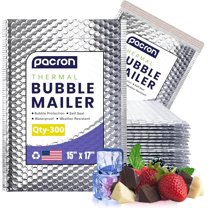 Pacron 300-Pack Insulated Bubble Mailers 15x17 – Waterproof Thermal Padded Envelopes