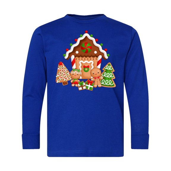 Inktastic Gingerbread House Christmas Long Sleeve Youth T-Shirt