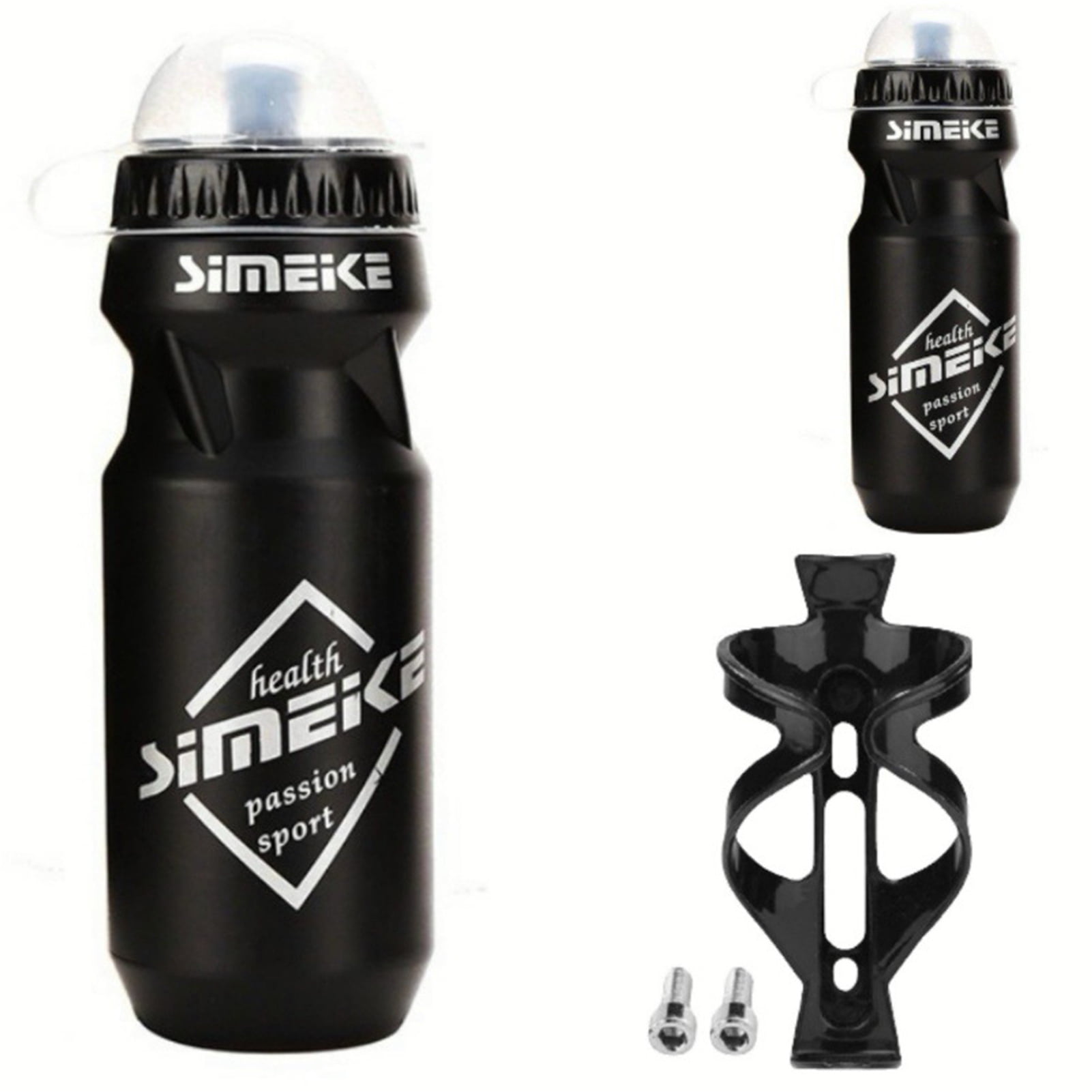 Bicycle Water Bottle & Cage NEW Black Hydration Holder Bike Drinks Flask