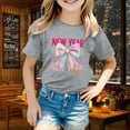 thumbnail image 2 of Toddler Tshirts Girls 4t Letter Graphic Print Girls' Short-Sleeve Shirts and Tops Round Neck Comfy Preppy Clothes Toddler Girl Clothes 2-3 Years（Grey）, 2 of 4