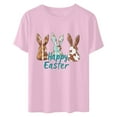thumbnail image 4 of UPPADA Easter Femmes Oeufs Imprimé T-Shirts Joyeux Easter Graphique Bunny Lapin Mignon T-Shirts Manches Courtes Décontracté Col Rond T-Shirts Été Basique Coupe Régulière Chemises Rose,TTTG, 4 of 5
