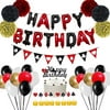 Casino Birthday Party Decorations with HAPPY BIRTHDAY Foil Balloons Poker Garland Paper Flowers Balloons Casino Cake Toppers for Las Vegas Party and Game Night Party Magic Birthday Party Supplies