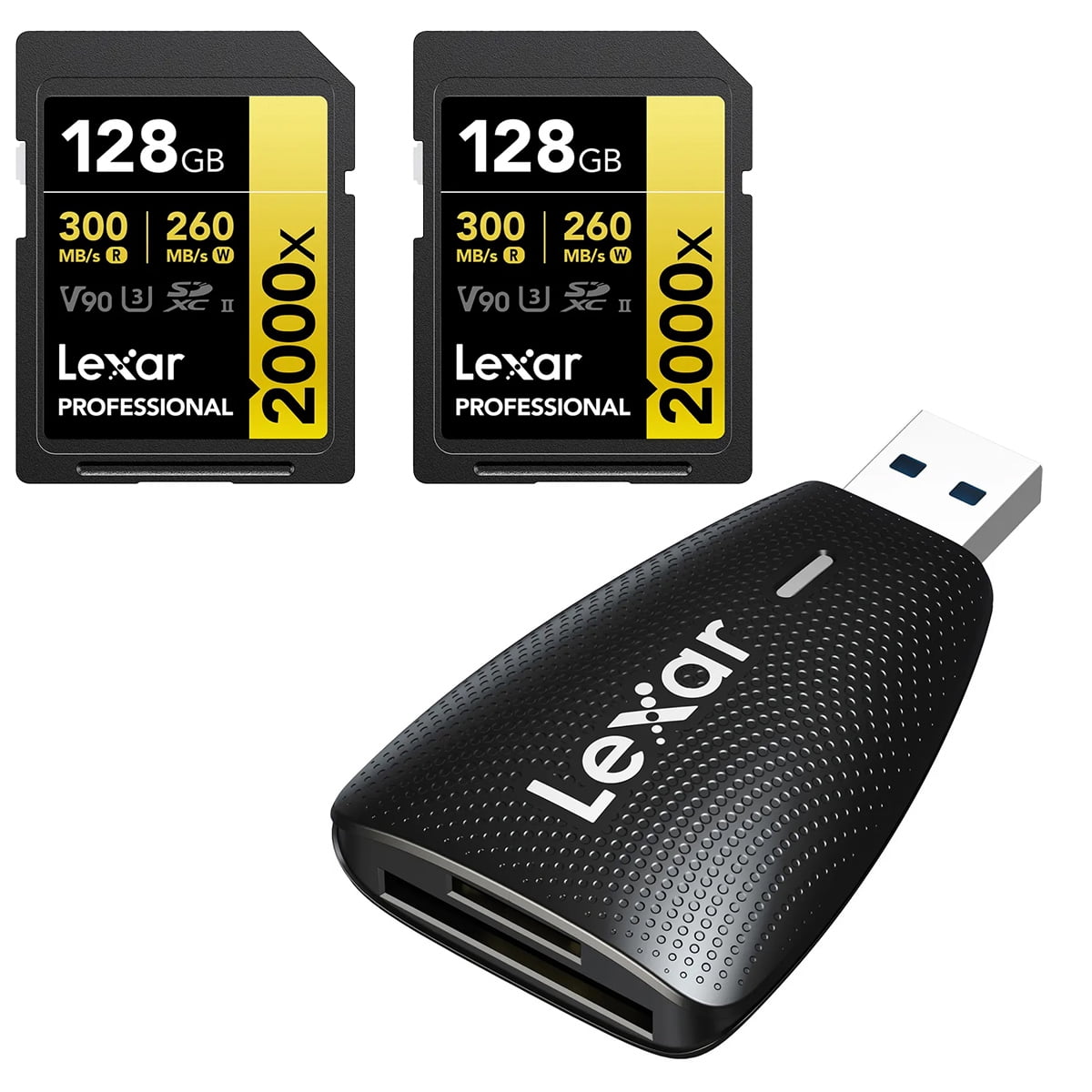 Lexar GOLD Series Professional 2000x 128GB UHS-II SDXC Memory Card, 2-Pack