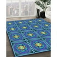 thumbnail image 3 of Ahgly Company Tapis Rond Lavable en Machine Intérieur Transitionnel Bleu Saphir, 7 Pieds Rond, 3 of 7