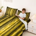 thumbnail image 4 of Manfei Pixel Vertical Streak Queen Sheets, Yellow Block Queen Sheet Sets, Yellow Black, Black Reversible 4pcs1 Flat Sheet + 1 Fitted Sheet + 2 Pillowcases, 4 of 6