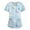 A003-Light Blue, variant on Womens Easter Scrubs Cute Bunny Eggs Printed Short Sleeve Medical Nurse Workwear Stretchy V Neck Festival Scrub Top