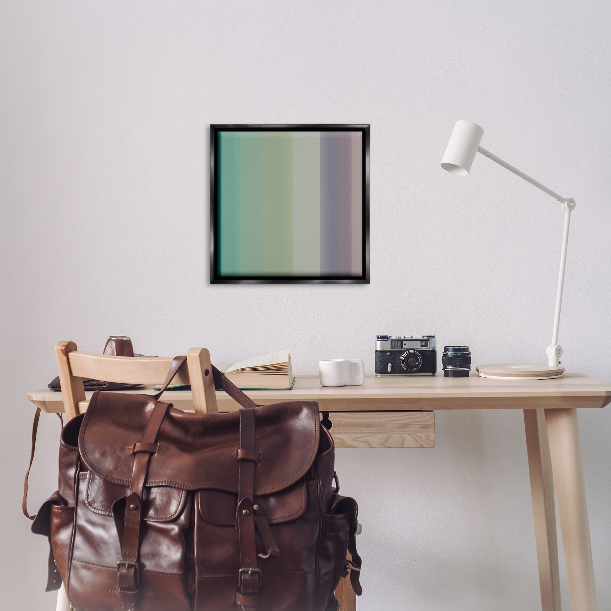 Stupell Industries Green & Purple Gradient Abstract Painting Black Floater Framed Canvas Art Print Wall Art, 25 x 25