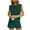 Green, variant on Womens Two Piece Short Sets Cap Sleeve Crew Neck Lounge Shorts Summer Drawstring Sweatsuit Vacation Outfits