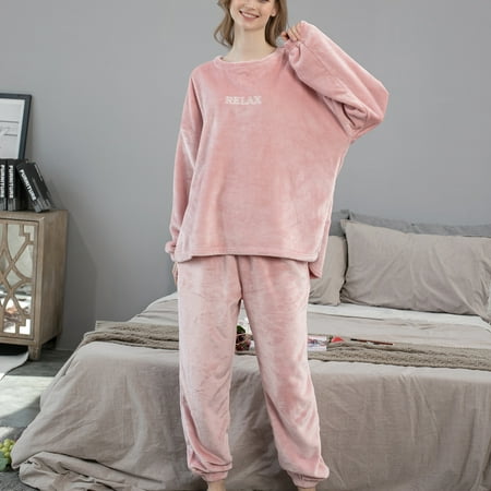 

Levmjia Women s Pajamas Set Clearance Summer Plus Size Unisex Sleepwear Winter Flannel Print Pocket Long Sleeve+ Long Pants Pajama Suit
