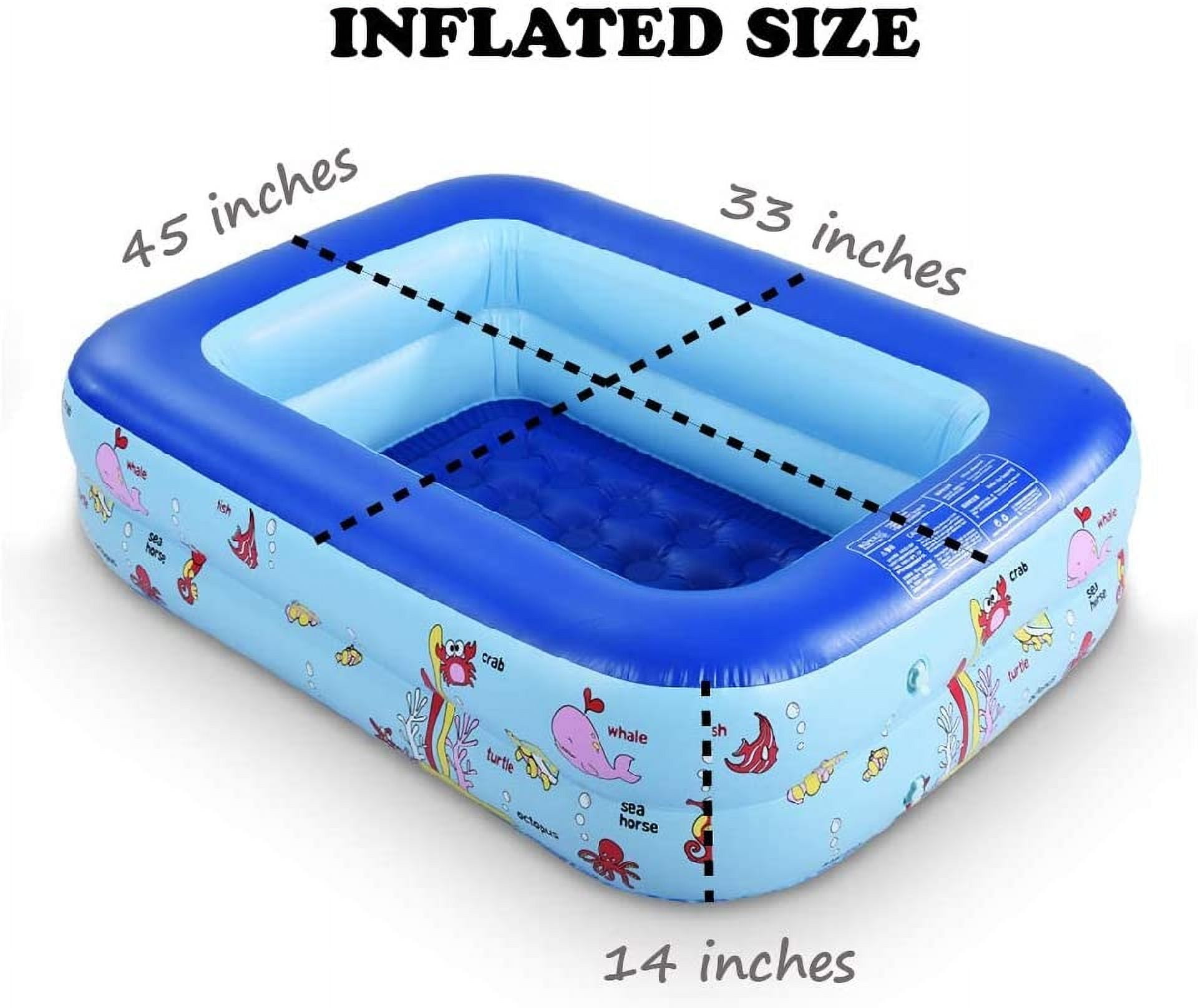 Inflatable Kiddie Pool 45x33x14 Inches with Soft Floor for Kids Indoor Outdoor Fun