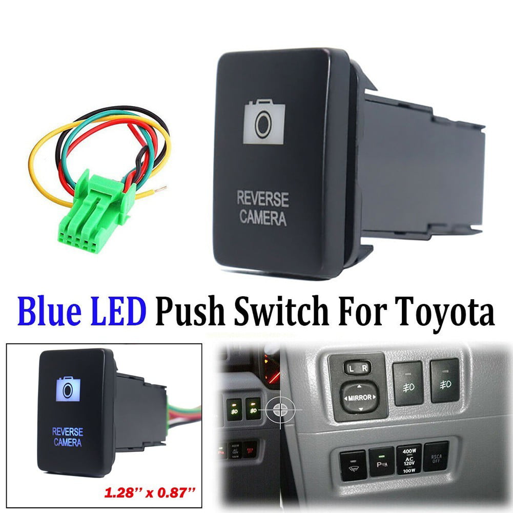 Fit: Toyota REAR VIEW CAMERA White LED Backlit Short Push Button 1.28"x 0.87" 