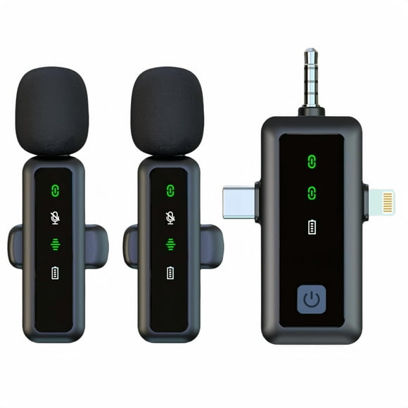 HWZWT Wireless Microphones for iPhone-Android,lavalier Microphone for iPhone,Android,Camera,PC, Mini Microphone 2pc with Noise Cancellation,vlogging kit for iPhone,Vlog, Video Recording