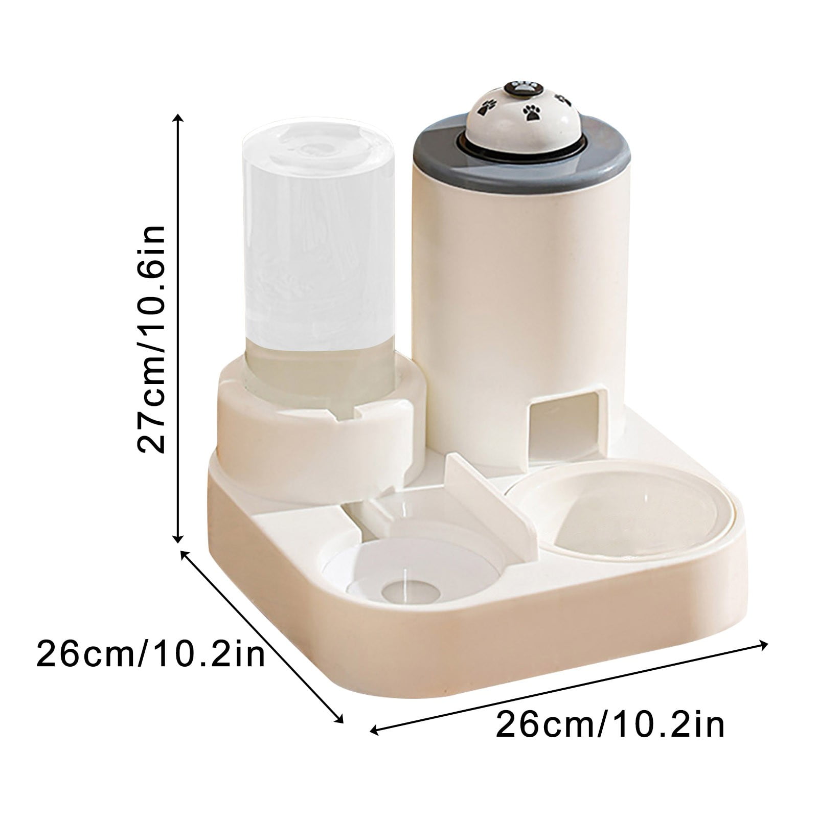 Ceramic Cat and Dog Bowl Set with Automatic Water Dispenser, Integrated Food Basin, Double Pet Feeding Station with Training Bell