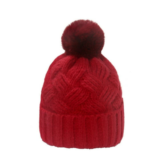 Riforla Wool Knit Hat Winter Hat Ladies Warm Soft Lancy Knit Hat Bomber Hats Red_002