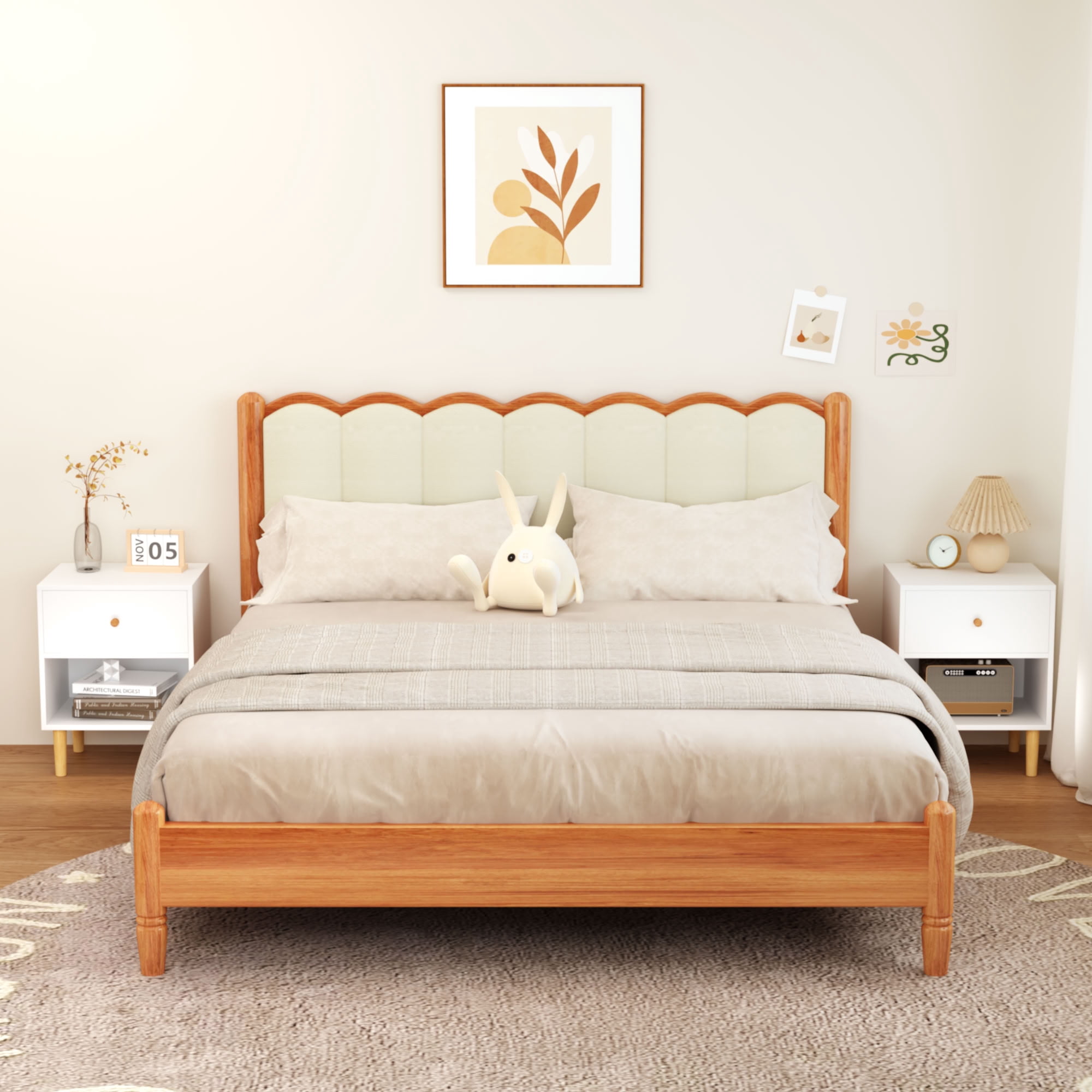 MAYEERTY Compact Modern Nightstand with Drawer & Open Shelf, Bedside End Table for Kids and Adults, for Bedroom Playroom Small Apartment Dorm