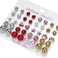 thumbnail image 2 of Valentine's Day Gifts for Woman New Paper Card Zircon Earrings All-Match 20 Pairs Of Pearl Card Earrings Female Multicolor, 2 of 2