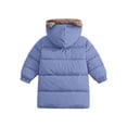 thumbnail image 6 of ITSAME Girls Hooded Puffer Coat Long Sleeve Full Zip Winter Quilted Warm Outerwear Jacket with Pockets Blue Size 8, 6 of 7