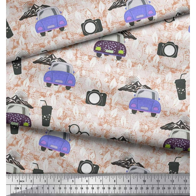 Soimoi Velvet Fabric Specs,Camera & Car Transport Fabric Prints By Yard 58 Inch Wide