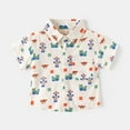 thumbnail image 2 of KAUOD Toddler Baby Boys Button Down Short Sleeve Shirts Casual Summer Beach Lapel Collar Top Shirts Summer Vintage Clothes, 2 of 4