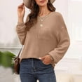 thumbnail image 2 of hxobax Womens Fall Long Sleeve Tops Waffle Knit Crewneck Shirts Casual Pullover Tunic Pocket Tshirts, 2 of 6