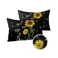 thumbnail image 2 of Sunshine Quotes Sunflowers with Bees Outdoor Pillow Covers Waterproof Throw Pillow Cover 20x12in Set of 2,Rectangle Decorative Pillowcases Cushion Case for Patio Sofa Couch,Yellow Floral on Black, 2 of 7