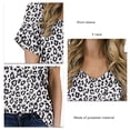 thumbnail image 3 of Woman Blouse, Machine Washable Soft Pretty Design Women T Shirt V Neck  For Indoor ANGGREK Estampado De Leopardo Negro Sobre Blanco L, 3 of 4
