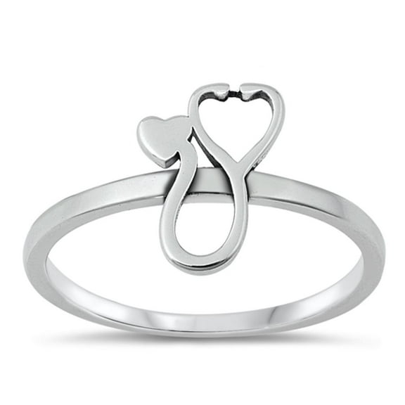 Classic Stethoscope Ring .925 Sterling Silver Doctor Nurse Band Jewelry Female Male Unisex Size 10