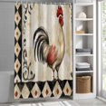 thumbnail image 3 of Rooster Floral Fabric Shower Curtain White Black Plaid Washable Shower Curtains for Bathroom, Waterproof Bath Curtain with Hooks Home Decor 36x72in, 3 of 8