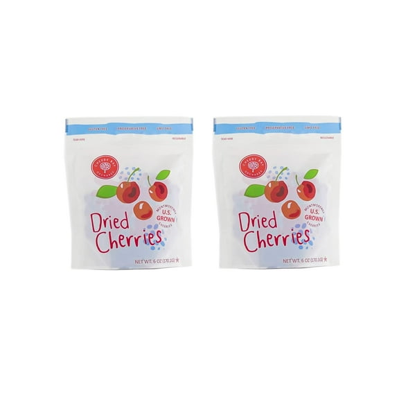 Cherry Bay Orchards - Dried Montmorency Tart Cherries - Pack of Two 6oz Bags (Total 12 oz) - 100% Domestic, Natural, Kosher Certified, Gluten-Free, and GMO Free - Packed in a Resealable Pouch