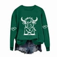 thumbnail image 2 of Olyvenn Highland Cow Shirts for Women Cute Funny Graphic Western Cowgirl Sweatshirts Long Sleeve Country Pullover Tops Loose Army Green XL, 2 of 3