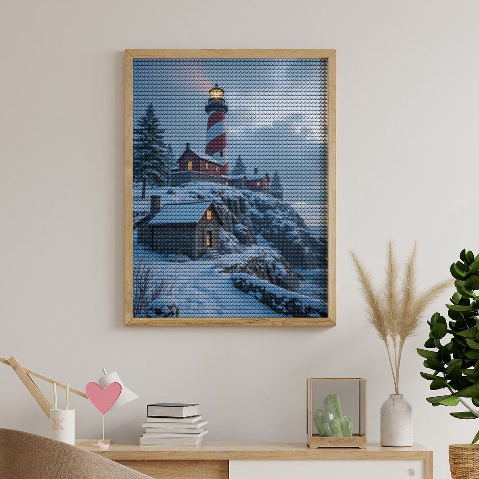 Diamond Art Kits for Adults, Snowy Lighthouse Winter Scene 5D Diamond Painting Kits for Adults Beginners, DIY Full Drill Diamond Painting, Gem Art and Crafts 12x16
