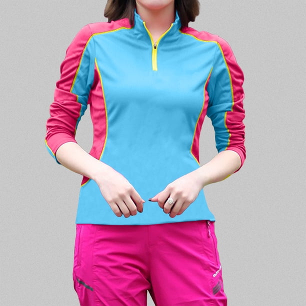MHFRRA Camiseta de Manga Larga con Protección Solar para Mujer, Ligera, de Secado Rápido, para deportes Al Aire Libre, Senderismo y Montañismo. Azul Cielo