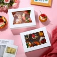 thumbnail image 3 of 100 Pcs 8 Inch Bakery Boxes 8 x 6 x 2.5 Inch Cookie Pastry Boxes with 2 Style Window for Cookie Treat Chocolate Strawberries Cupcakes Candy Muffins(White), 3 of 6