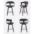 thumbnail image 5 of EYYTHUNG Swivel Bar Stools Set of 4, 26" Counter Height Bar Chairs with Curved Back and Armrest Modern Linen Upholstered Wood Barstools, Black/Dark Grey Linen, 5 of 8