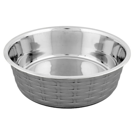 Color Splash - Designer Rattan Fusion Bowl - Medium - Gray - for Dog/Cat - 28 Oz - 3.5 Cups
