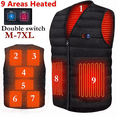 thumbnail image 2 of Chaleco de algodón con calefacción inteligente para hombre y mujer, chaleco con cuello en V calefactable de 9 áreas, chaqueta térmica Flexible para exteriores para invierno, M-7XL, 2 of 5