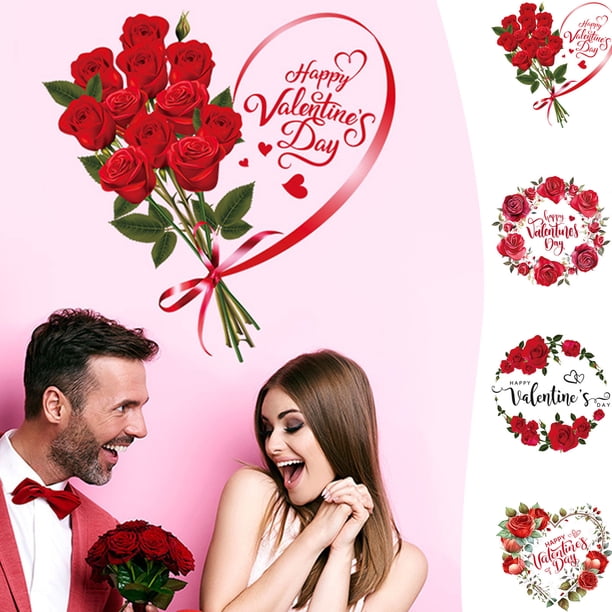 Vinilos decorativos de pared para San Valentín. Adhesivos removibles con diseño para decorar la pared. Ideales para la sala de estar, aniversarios y fiestas. Adhesivos de pared para San