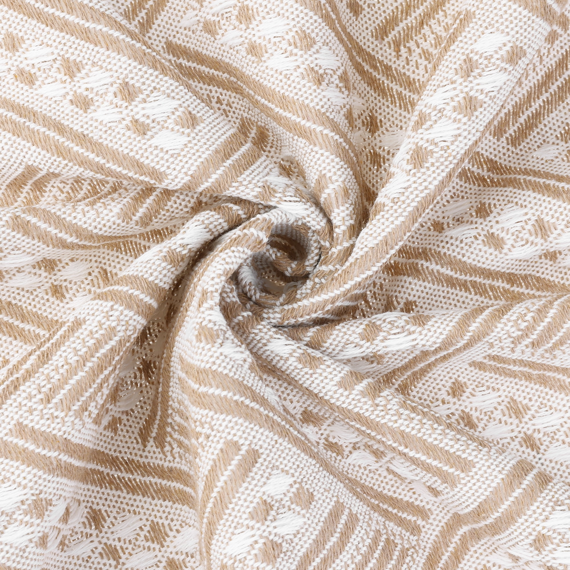 Unique Bargains Rectangle Cotton Linen Table Cover with Tassels for Dining Table Light Coffee 51"x51"