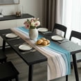 thumbnail image 2 of Turquoise Brown Table Runner 72 Inches Long, Teal White Geometric Gradient Stripes Kitchen Coffee Dining Table Decoration for Home Party Birthday Wedding Home Decor 14x72 Inches, 2 of 8