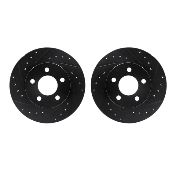 Dynamic Friction Company Front Brake Rotors-Drilled and Slotted-Black 8002-54073