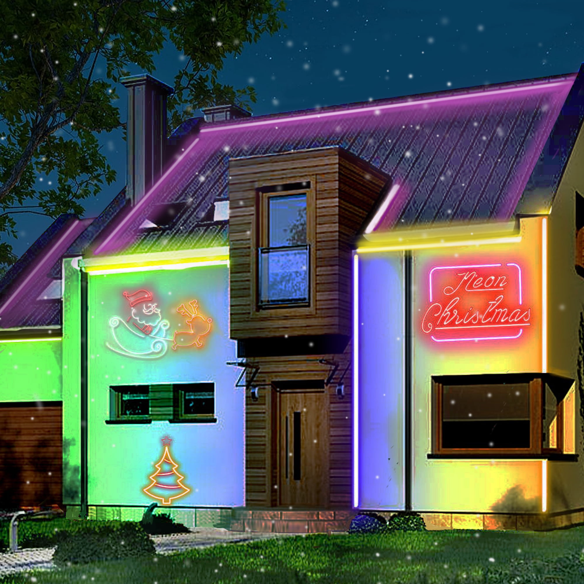 DAYBETTER 16.4ft LED Neon Rope Lights Music Sync,20Key Remote/APP Control,DIY Design,IP67 Waterproof LED Strip Lights for Bedroom Living Gaming Room Outdoor Decor
