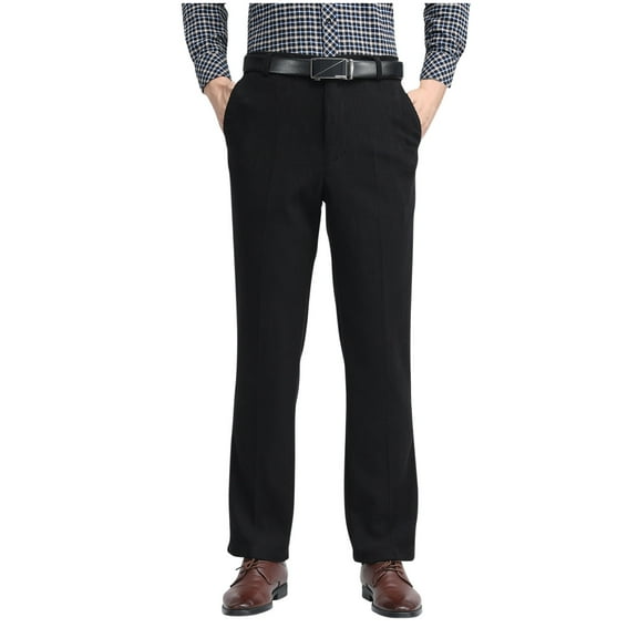 IYTR Corduroy Pants Men High Waist Business Casual Dress Pants Straight Suit Pant Casual Slim Fit Trousers (Black,XXL)