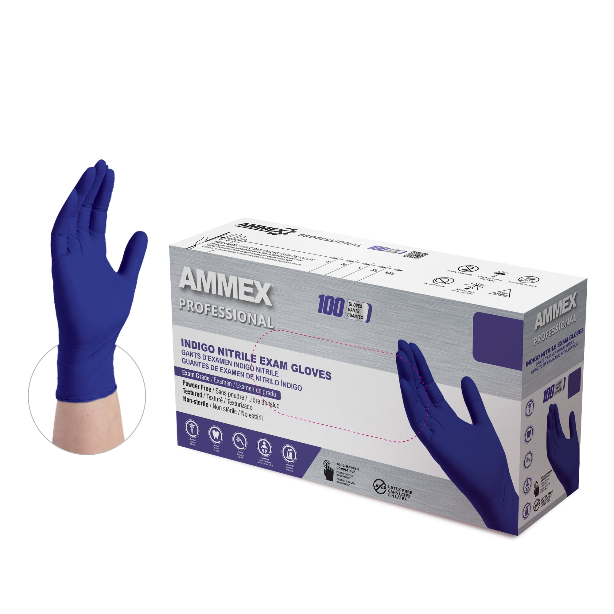 AMMEX Nitrile Latex Free, Powder Free, Medical Disposable Gloves, Small