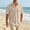 Khaki, variant on Men’s Linen Blend Untucked Button Down Shirt Short Sleeve Casual Breathable Beach Vacation Shirt, XL