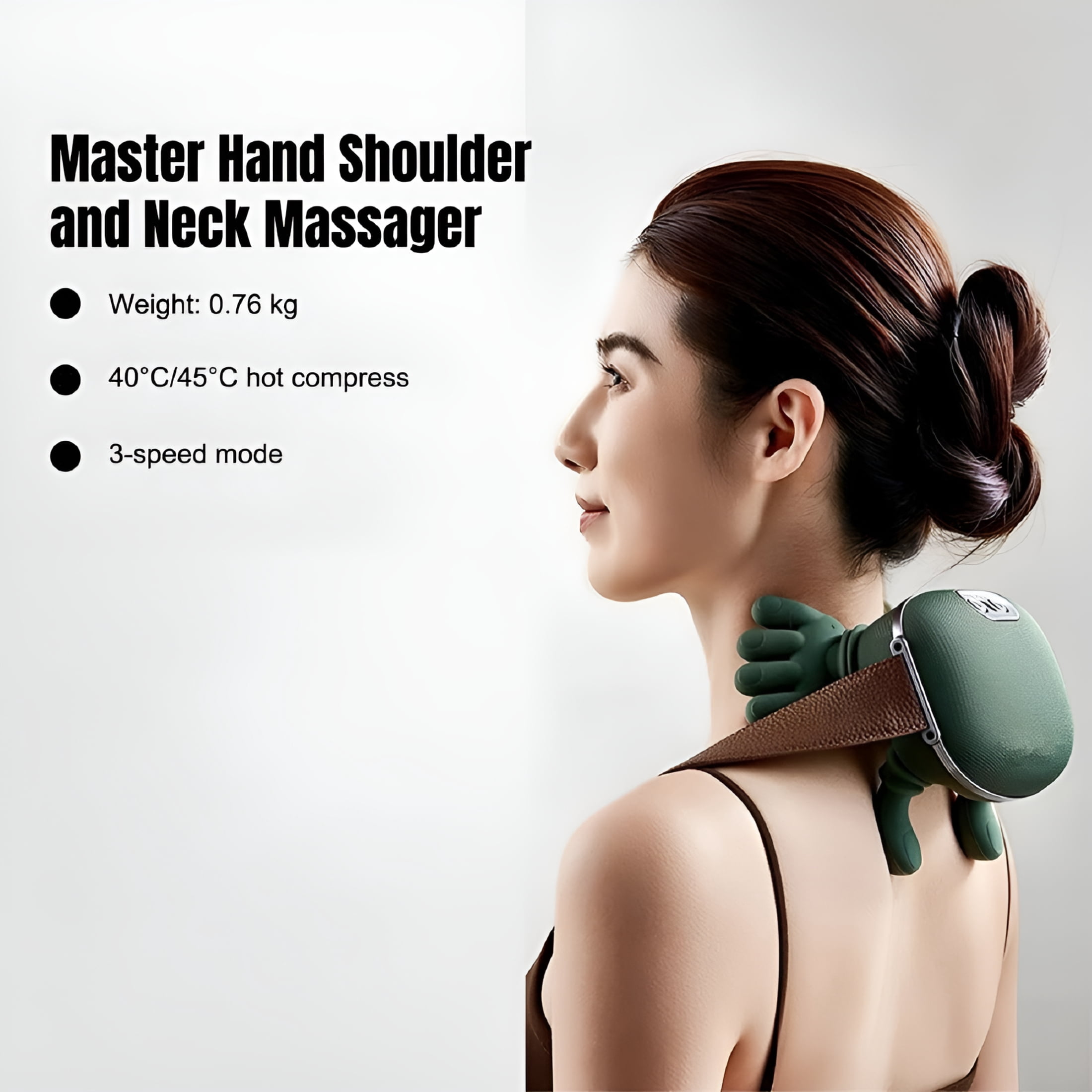 XIRQI Neck Massager with Heat,Shiatsu Deep Tissue 4D Kneading,Portable,Faux Leather,Black,12.2X11.42X0.39 Inches
