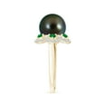 thumbnail image 3 of Angara Tahitian Cultured Pearl Floral Ring with Emeralds in 14K Yellow Gold for Women | June Birthstone Jewelry for Her, 3 of 8