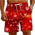 thumbnail image 4 of Midsumdr Mens Shorts 2025 Casual Loose Plus Size Shorts Valentine's Day Love Heart Printed Drawstring Beach Shorts with Pockets, 4 of 7