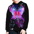 thumbnail image 5 of Xoenoiee Pull-Over Hoodies Long Sleeve Sweatshirt with Front Kangaroo Pocket Fall Winter Tops Loose Athleticwear for Traveling Hiking Running, Floral Butterfly Purple Pattern, L, 5 of 7